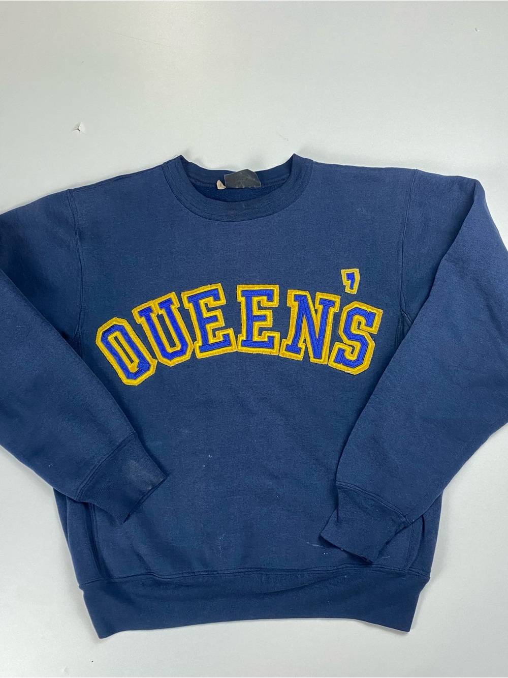 Vintage Queens University Navy Crewneck - L